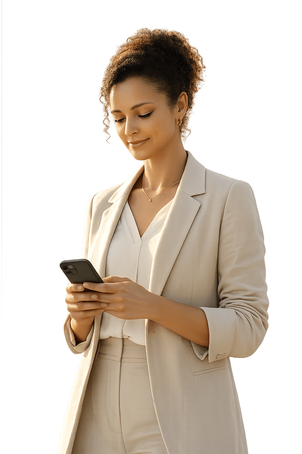 Dona de negócio acompanhando pelo celular o atendimento feito pela IA